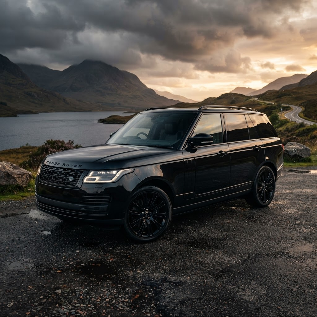 Black Range Rover SUV fully detailed